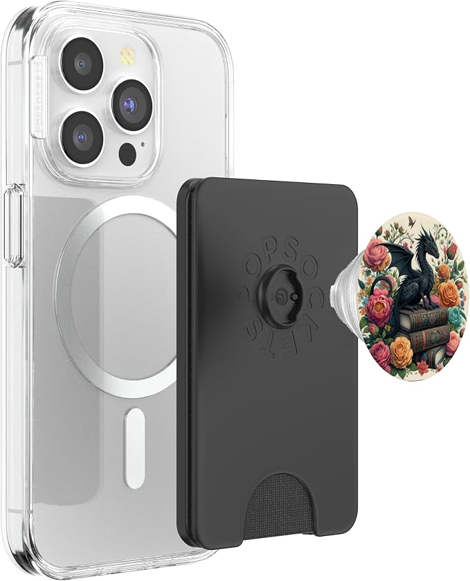 Dragon Librarian Bookish Book Reading Books Flowers PopSockets PopGrip for MagSafe
