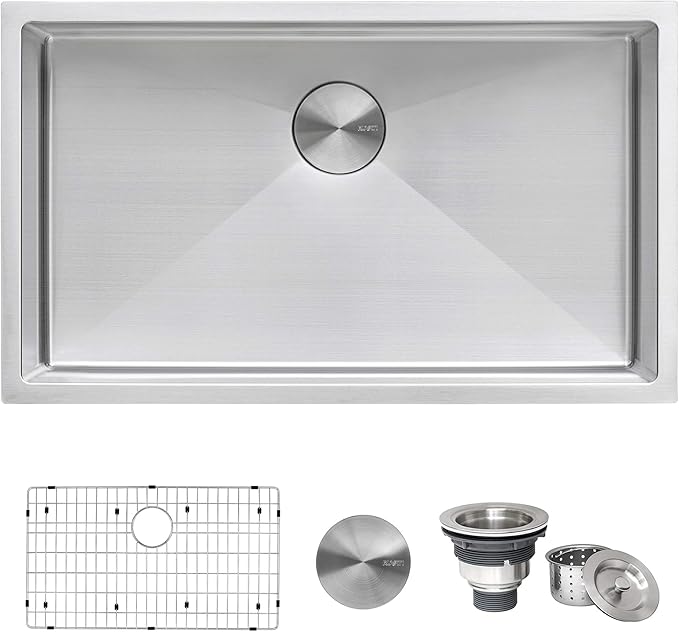 Ruvati 35-inch Undermount 16 Gauge Rounded Corners Large Kitchen Sink Stainless Steel Single Bowl - RVH7466