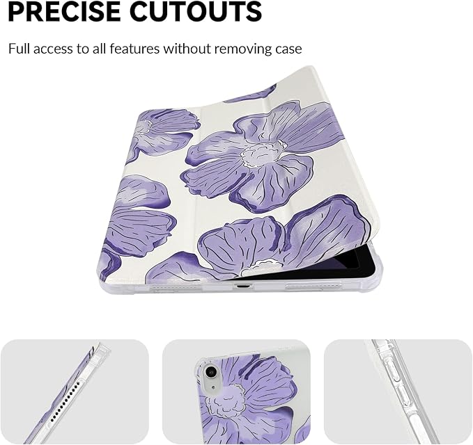 Lovmooful for iPad 9/8/7 Gen Case with Pencil Holder Cute-Bear Flower | Fit for iPad 9/8/7 (10.2-Inch2021/2020/2019 Model9th/8th/7th Generation)Soft TPUTrifold StandProtectiveGirly