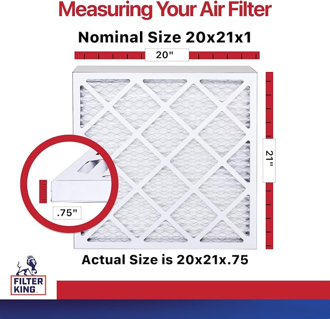 Filter King 20x21x1 Air Filter | 6-PACK | MERV 11 HVAC Pleated A/C Furnace