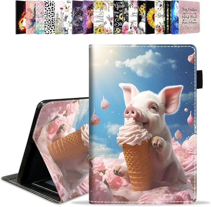Case for Amazon Kindle Fire HD 10 Tablet 10.1 (9th/7th Generation 2019/2017 Release) - PU Leather Folio Case with Smart Auto Wake/Sleep African American Girl