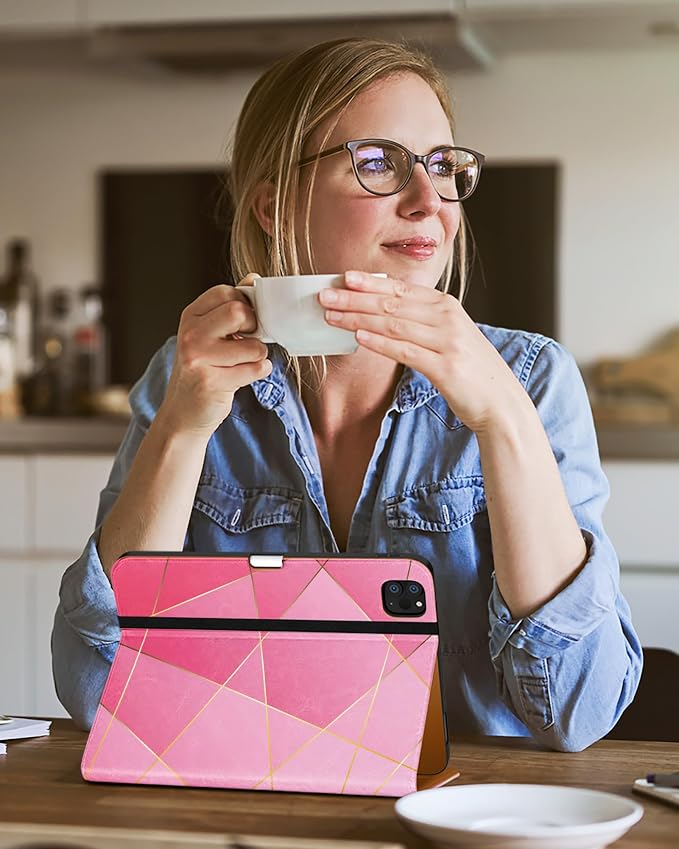 DTTO Case for iPad Pro 11 Inch 4th / 3rd / 2nd / 1st Generation 2022/2021/2020/2018Premium PU Leather Folio Stand Cover with Hand Strap Auto Wake/SleepMultiple Viewing Angles Black