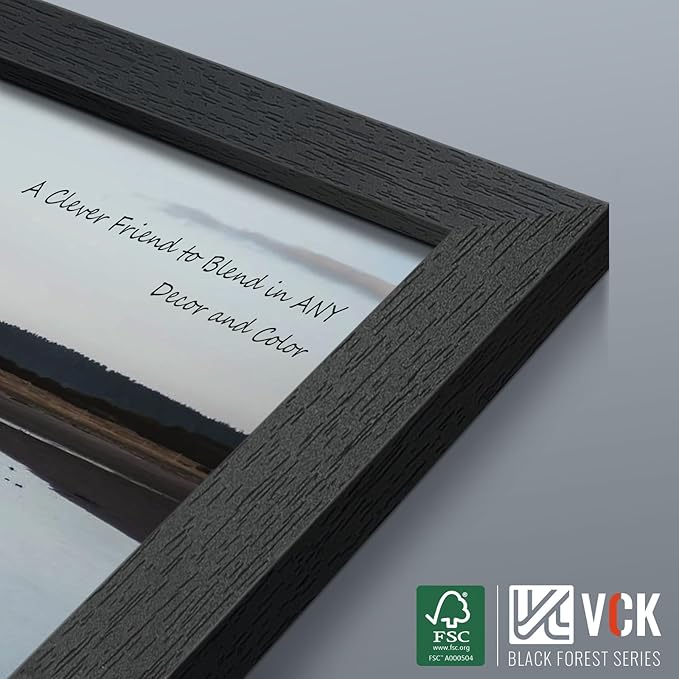VCK 14x24 Picture Frame Set of 2, Black Solid Wood Poster Frames, Textured Exclusive Wall Gallery Frame