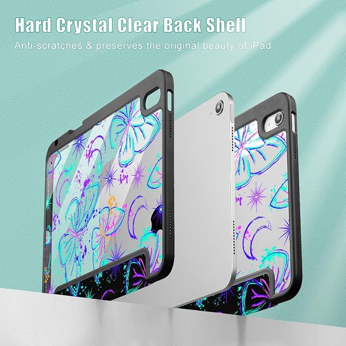 Mektron Case for 2026 iPad Air 11 inch M4 8th (M3 2025 7th /M2 2024 6th) Compatible with iPad Air 10.9 (2022 5th Gen /2020 4th Gen) Shockproof Clear Shell Blue Bows &amp Flowers