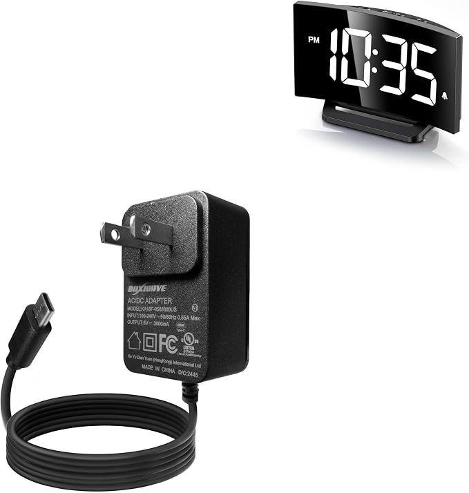 BoxWave Charger Compatible with GOLOZA Digital Alarm Clock - Wall Charger Direct (15W) Rapid Charge Your Device with Built-in 3ft Cable