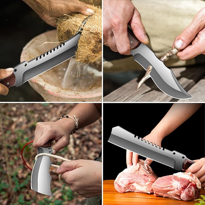 Outdoor Short Machete with Sheath for Cutting Trees, for Yard Work and for urvival Machete Ideal for Gardening,Camping, Fishing, Hunting, Bushcraft