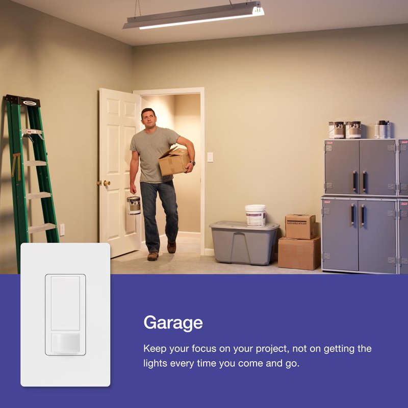 Lutron Maestro Motion Sensor Light Switch Indoor for Bathroom, Garage, Laundry Room, Any Bulbs, Occupancy Vacancy Sensor, Single-Pole, MS-OPS2H-2-WH, White (2 Pack)