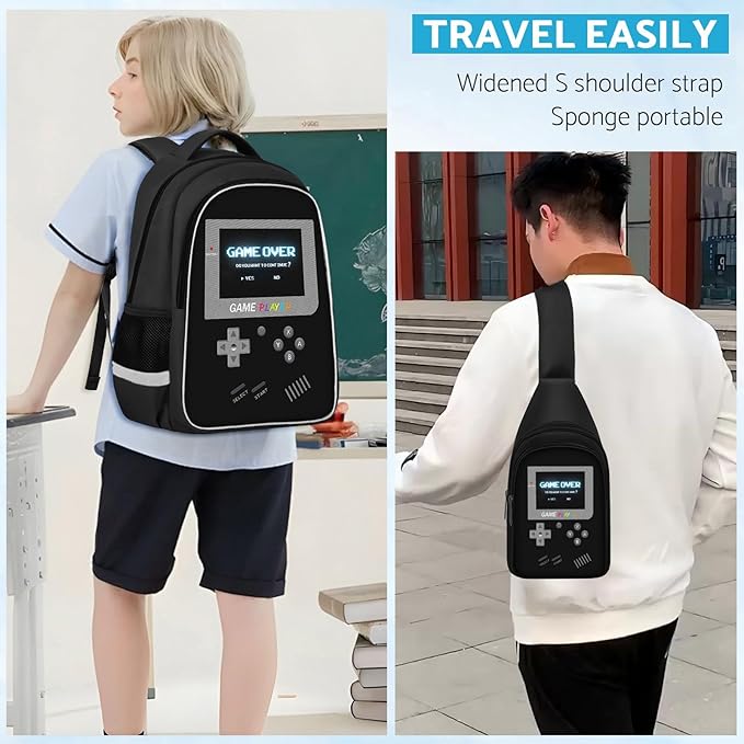 School Backpack For Boys - Gamer Boys Backpack For Kids Children Teens Elementary Middle School - Ages 6-18，17″