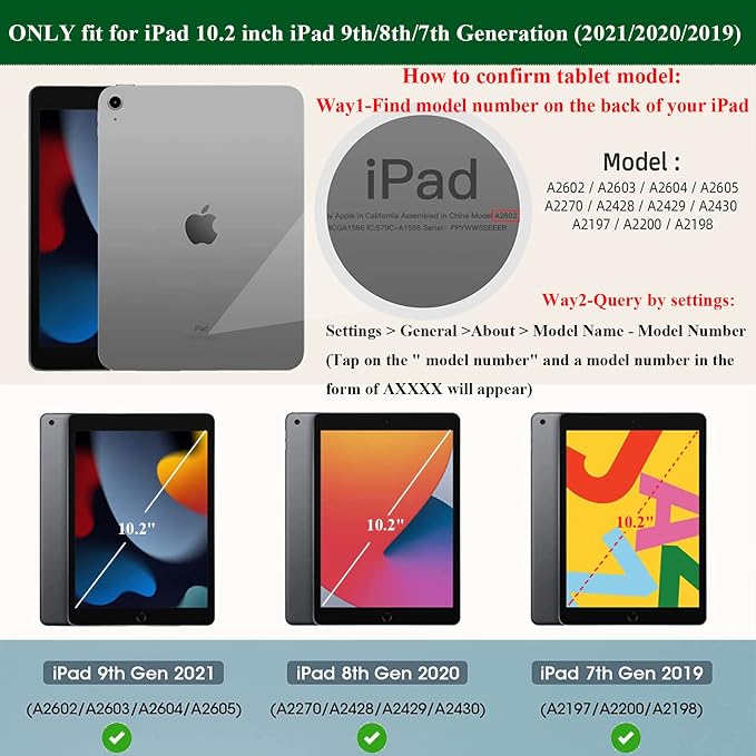for Apple iPad 10.2 Case 2021/2020/2019 iPad 9th/8th/7th Generation Smart Cover with Pencil Holder [Auto Wake/Sleep] PU Leather Stand Folio Tri-fold Shockproof Thin Shell Colored Graffiti