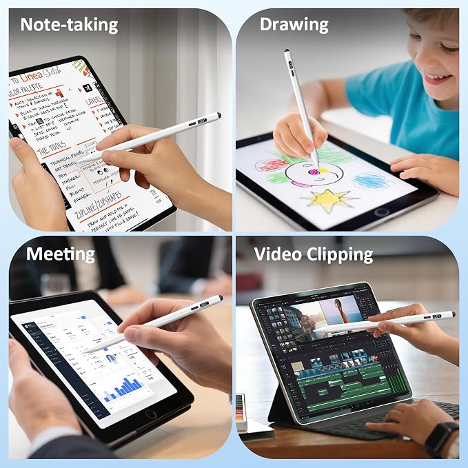 DIGIROOT iPad Apple Pencil 2025-2018 LED Power Display Stylus Pen for iPad | 3X Fast Charge Compatible for iPad A16 11/10/9/8/7/6 Pro 11/12.9/13''/M4 Air M3/M2/5/4/3 Mini 7/6/5
