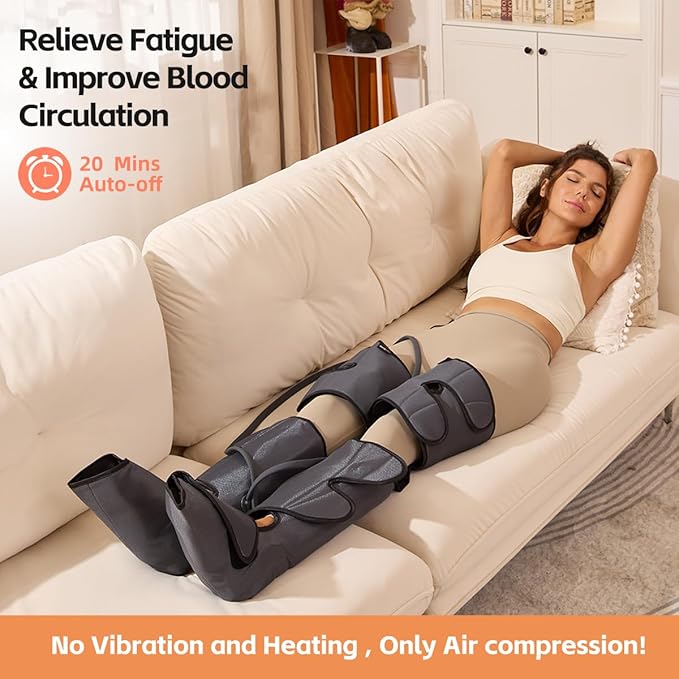 SHINE WELL Leg Compression Massager, Air Compression Massager for Circulation and Pain Relief, 3 Modes 3 Intensities 2 Extenders and Adjustable Wraps, Gift for Family or Friend