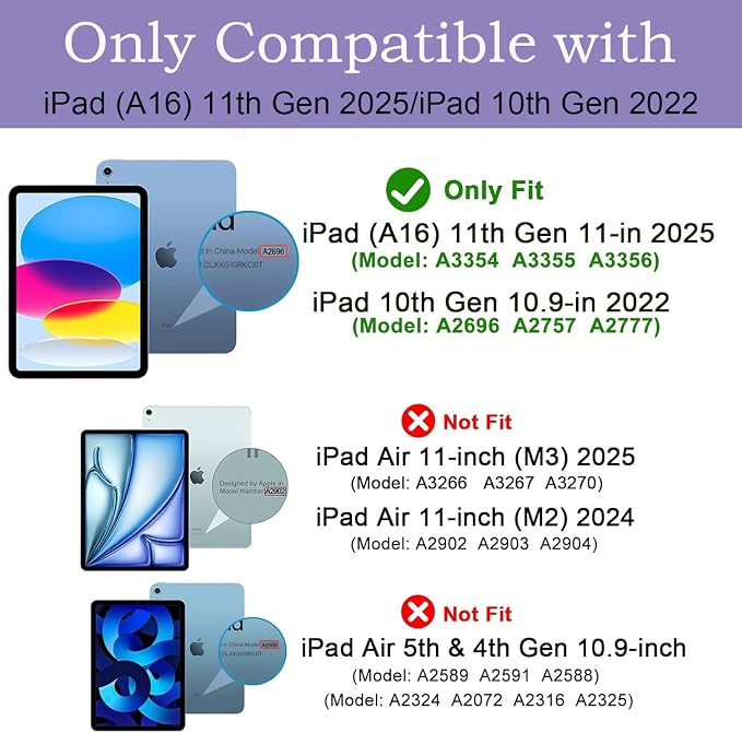 Case for iPad (A16) 11th Generation 11 Inch 2025 / iPad 10th Generation 10.9 Inch 2022 Ultra-Thin Multi-Angle Protective Cover with Auto Sleep/Wake A Dark Horse