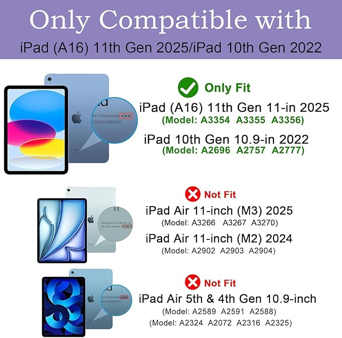 Case for iPad (A16) 11th Generation 11 Inch 2025 / iPad 10th Generation 10.9 Inch 2022 Ultra-Thin Multi-Angle Protective Cover with Auto Sleep/Wake A Dark Horse