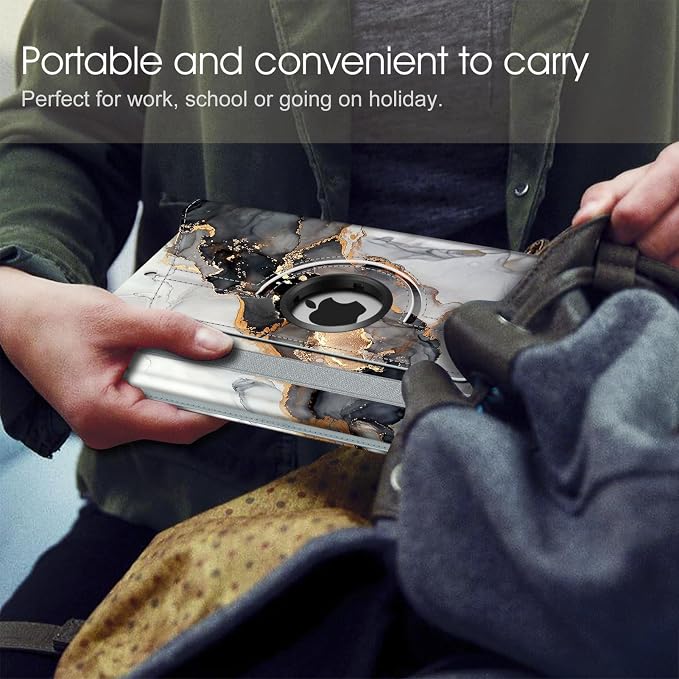 Fintie 360° Rotating Case for iPad 9th / 8th / 7th Generation 10.2 Inch | Swivel Stand Portrait &amp Landscape Viewing Shockproof Cover with Pencil Holder Auto Wake/Sleep Aqua Wave