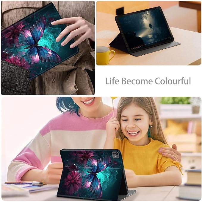 Case for iPad Air 11-inch (M4 2026 / M3 2025 / M2 2024) iPad Air 5th/4th Gen (2022/2020) 10.9 Slim PU Leather Folio Stand &amp Auto Sleep/Wake Protective Smart Cover Tree Fluorescent