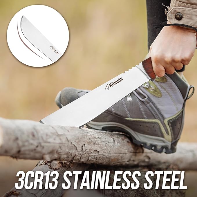 Machete with Sheath - Heavy Duty Bushcraft Hunting Knife, Multi-Purpose Knife for Gardening, Camping, Hunting and Bushcraft