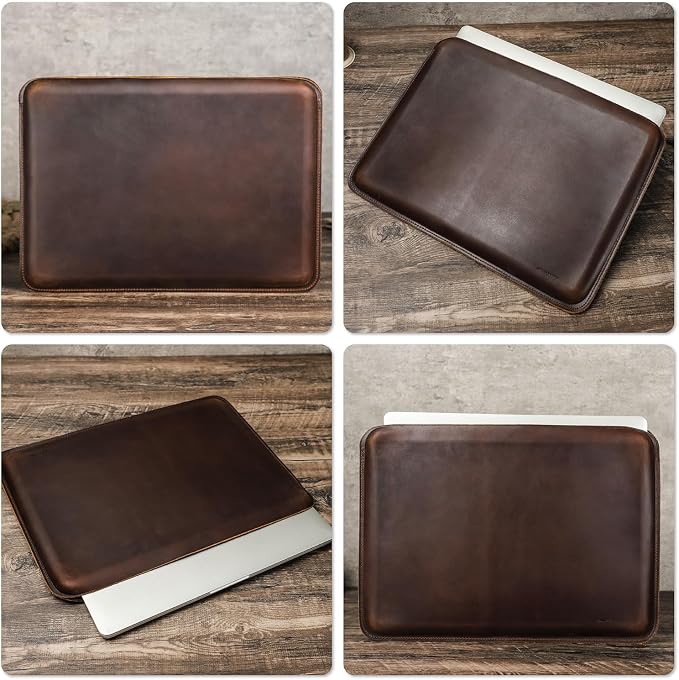 Top Grain Leather 12.9 Tablet Sleeve Slim Protector Vintage Design Fully Handmade Compatible with 12.9 iPad Pro 3/4/5/6 Gen Fits A2233 A2069 A2378 A2379 A2461 A2462 Coffee 12.9 Inch