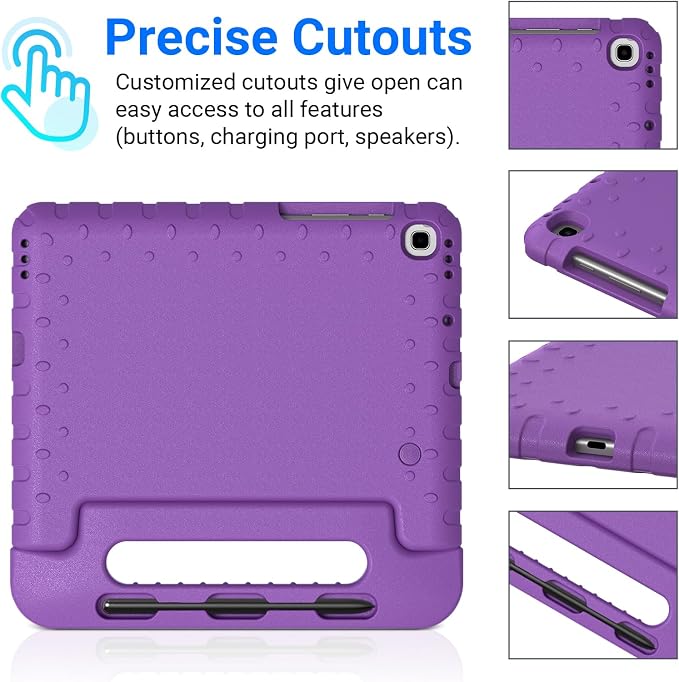 Kids Case for Samsung Galaxy Tab S6 Lite 10.4 Inch with S Pen Holder Black | Fits 2024/2020/2022 Released Shockproof EVA Lightweight Foldable Handle Stand Washable Kids-Friendly