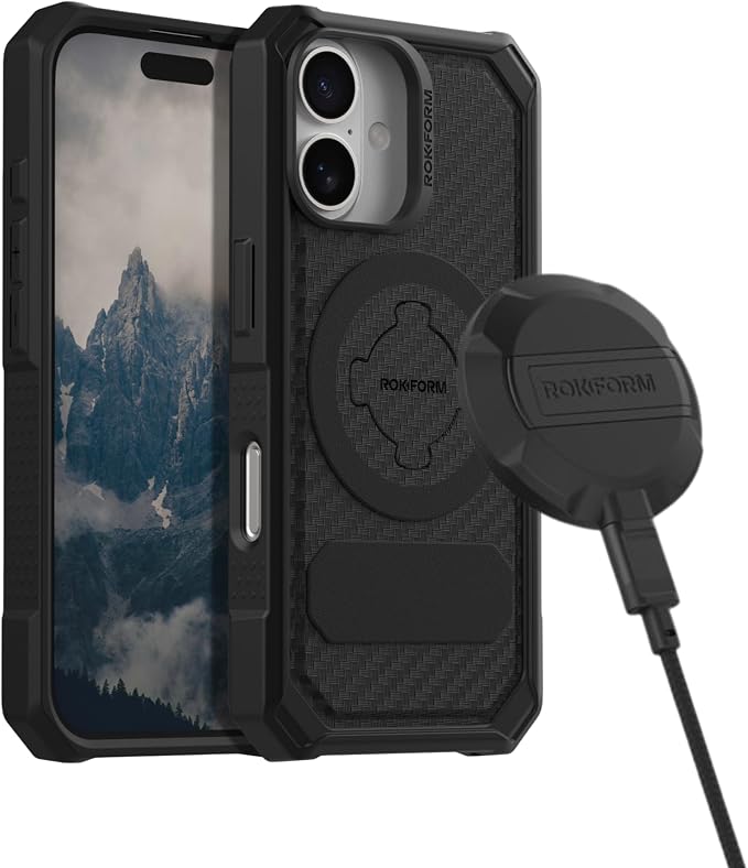 Rokform iPhone 16 Rugged + Magnetic Charging Stand