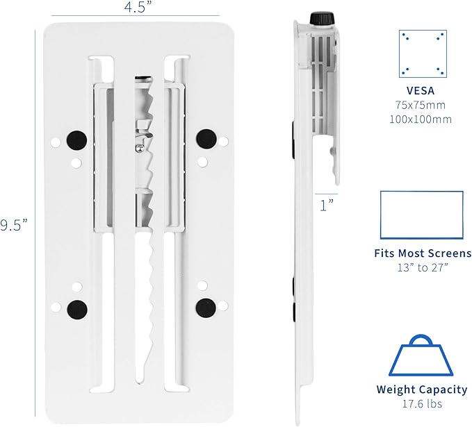 VIVO Height Adjustable VESA Adapter for Single 13 to 27 inch Monitor, Accessory Bracket Kit for Individual Screen, White, STAND-VAD3W