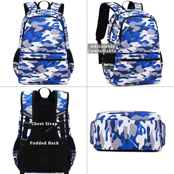 DSIUE School Backpack for Boys, Shark backpack with Lunch Box, Bookbag for Boys Kids Backpacks for Elementary School Student
