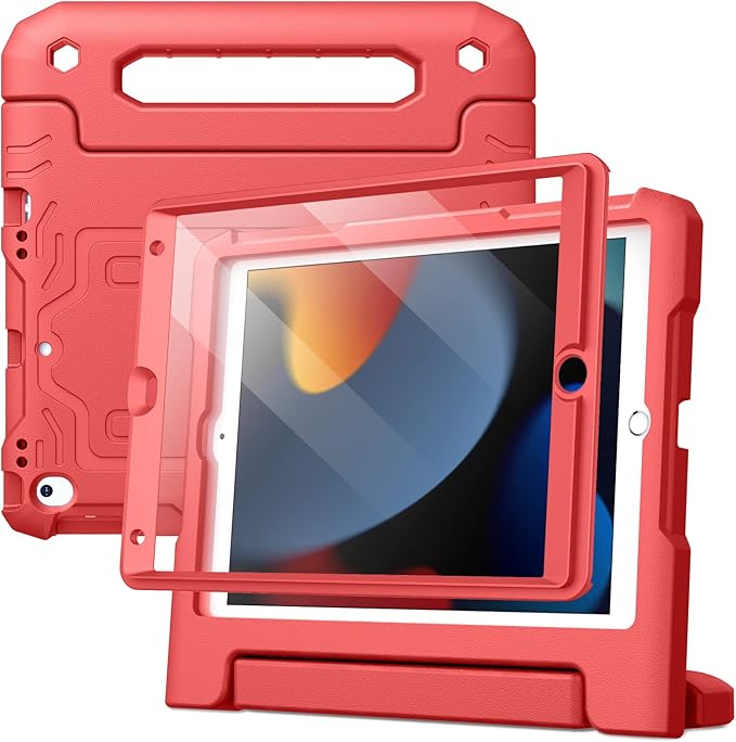 JETech Kids Case for iPad 9th/8th/7th Gen 10.2 Black | Built-in Screen Protector 360° Rotating Handle Stand Shockproof Full-Body Protection Kid-Friendly Design