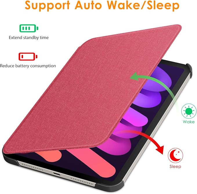 DTTO Case for iPad mini 7 (A17 Pro) 2024 iPad mini 6th Generation 2021 Fabric Texture Hard Back Cover iPad mini 7/6 Case 8.3 Inch with Auto Wake/Sleep Support Apple Pencil Charging Light Blue