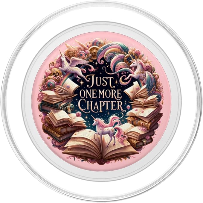 Just One More Chapter Bookish Unicorn Lover Girls Pink PopSockets Adhesive PopGrip