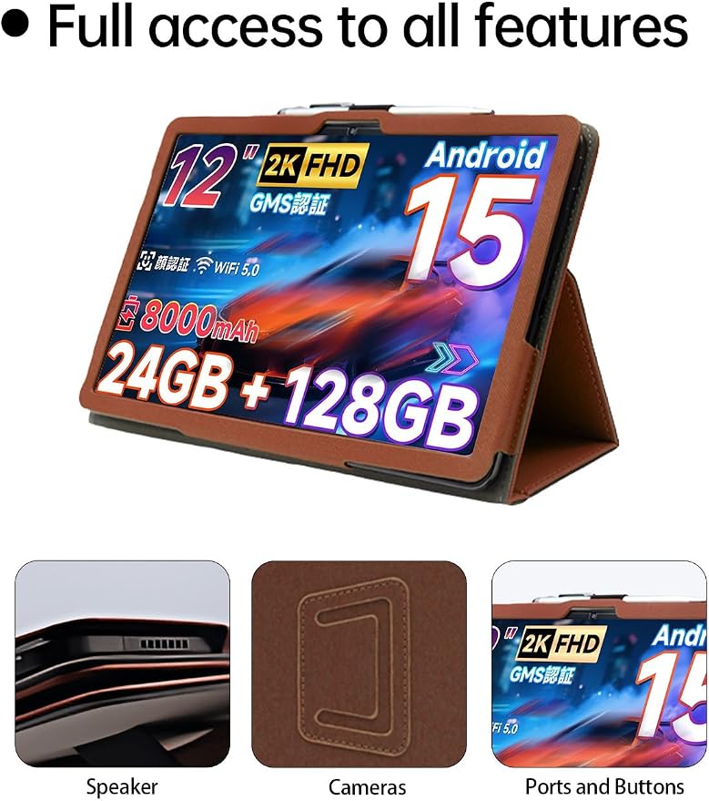 Case for SVITOO P108 Tablet 12 inch，WUNIAK Premium Leather Business Folio Stand Cover for SVITOO P108 Tablet 12 inch with Hand StrapBlack