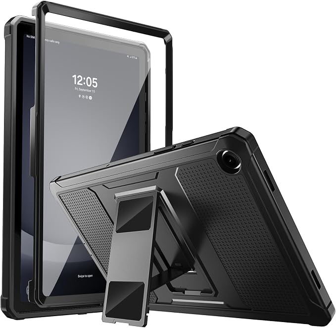 MoKo Shockproof Case Fit Samsung Galaxy Tab A11+ Plus/ A9+ 11 Inch | Full Body Rugged Stand Back Cover with Built-in Screen Protector for Galaxy Tab A11+/ A9+ Tablet Light Gray