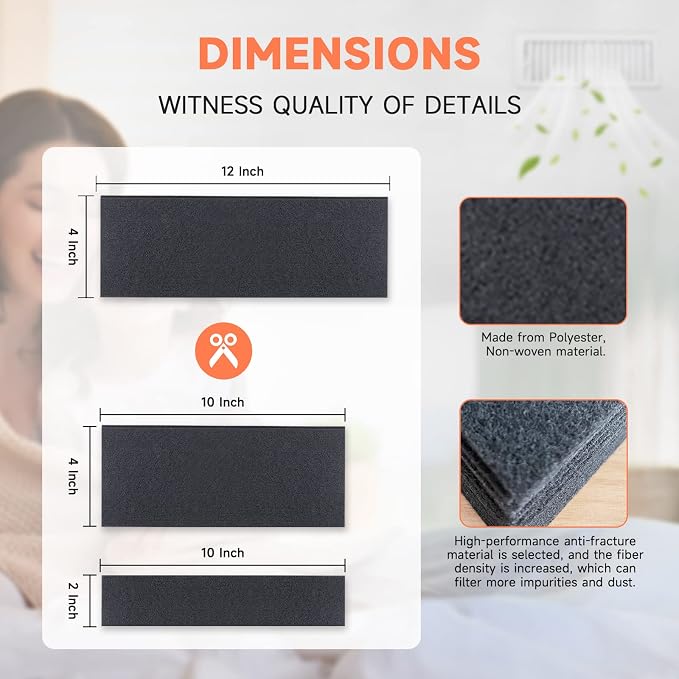 Carbon Filter 12 Pack 4" x 12" Activated Charcoal Air Vent Filters Premium