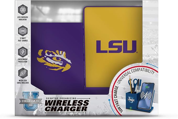 SOAR NCAA Unisex Cell Phone Wireless Charging Stand and Desktop Organizer