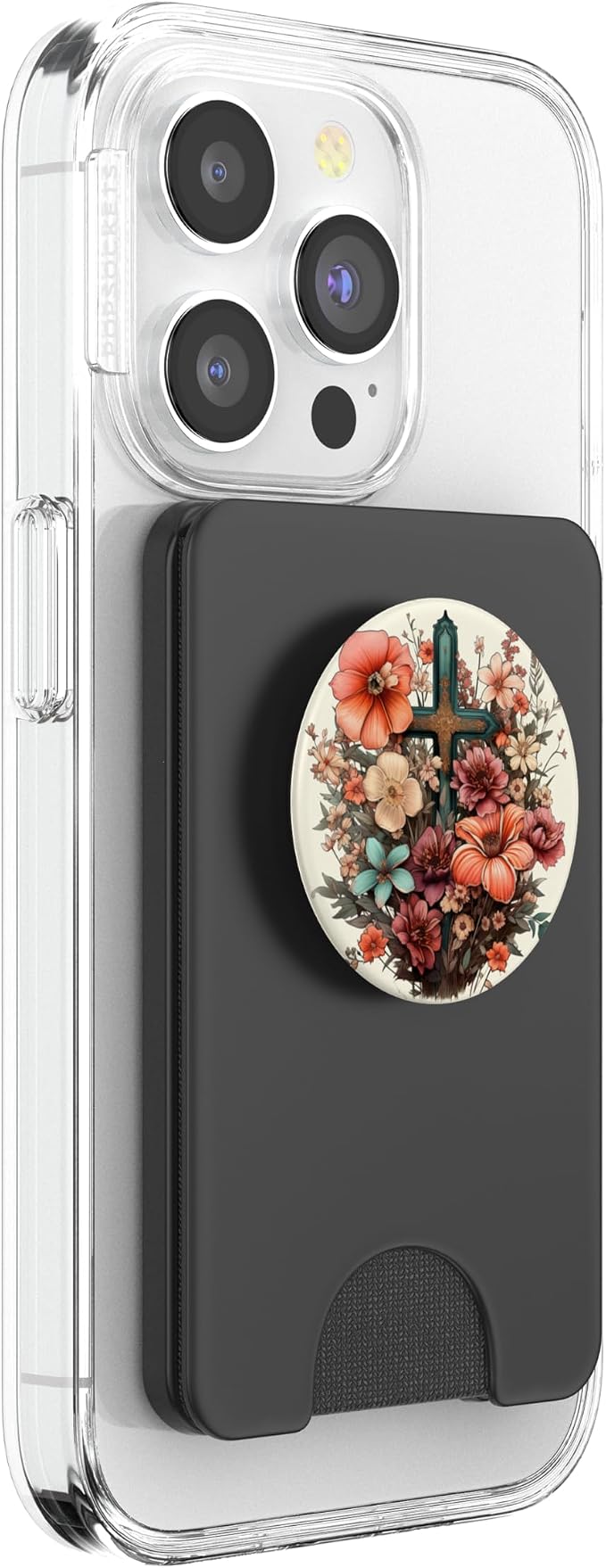 Christian Jesus Faith Cross Flowers Graphic PopSockets Adhesive PopGrip