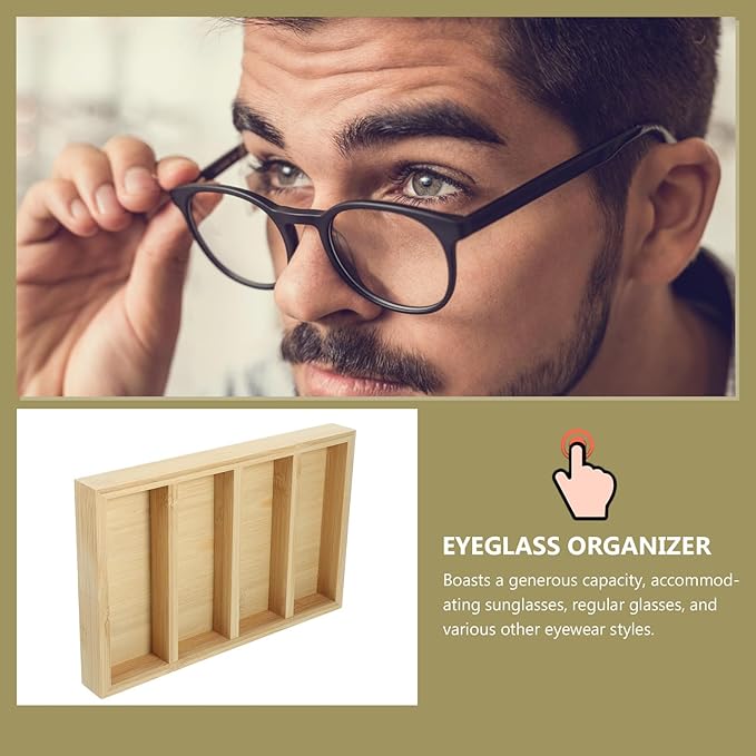 MAGICLULU Sunglasses Organizer Tray 4-Grid Glasses Display Stand Wear-Resistant Storage for Eyewear Home Closet Organization