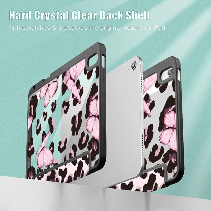 Mektron Case for 2026 iPad Air 11 inch M4 8th (M3 2025 7th /M2 2024 6th) Compatible with iPad Air 10.9 (2022 5th Gen /2020 4th Gen) Shockproof Clear Shell Blue Bows &amp Flowers