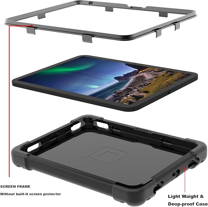 AKABEILA Compatible with Amazon Fire HD 8 2020/2022 Tablet Case，Rugged Kids Case with Stand Lightweight Shockproof Kids Friendly Tablet Cover Black