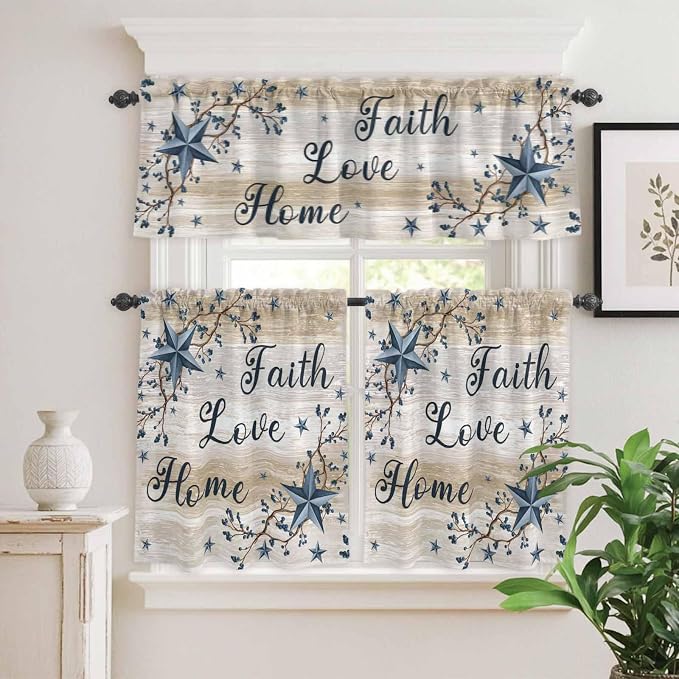 Vintage Country Kitchen Curtains Set 3 Piece