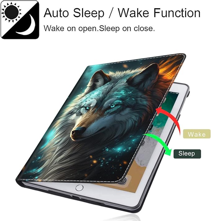 Case for 7 All-New Kindle Paperwhite 12th Gen 2024 &amp Kindle Colorsoft Signature Edition (2024 Release) PU Leather Folio Cover with Auto Wake/Sleep ，Wolf in Nebula