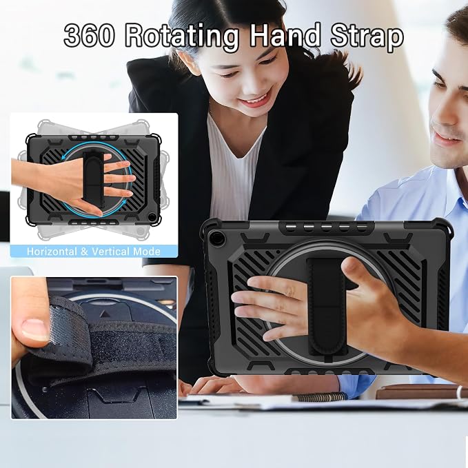 for Fire HD 10 &amp HD 10 Plus Tablet Case 13th Generation | with 360 Rotating Kickstand Hand Strap(No Screen Protector)