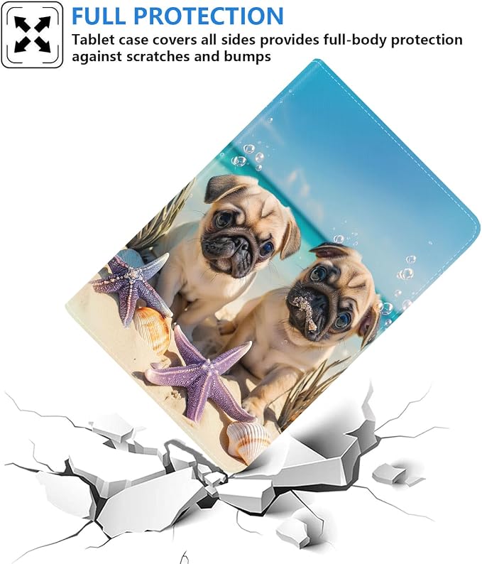 Case for Samsung Galaxy Tab S10 Plus 2024/ S9 Plus/ S9 FE Plus 5G 12.4 Inch 2023 Slim PU Leather Stand Folio Cover with Auto Wake Sleep Abstract Paint Dogs