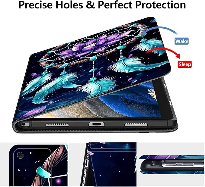 Case for Fire 7 2019/2017/2015Black Cat Purple Roses | DIGTIALL Slim Cover for Fire 7 Tablet 9th/7th/5th Gen 7.0 Folding Stand Protective Case Auto Sleep/Wake Smart Shell
