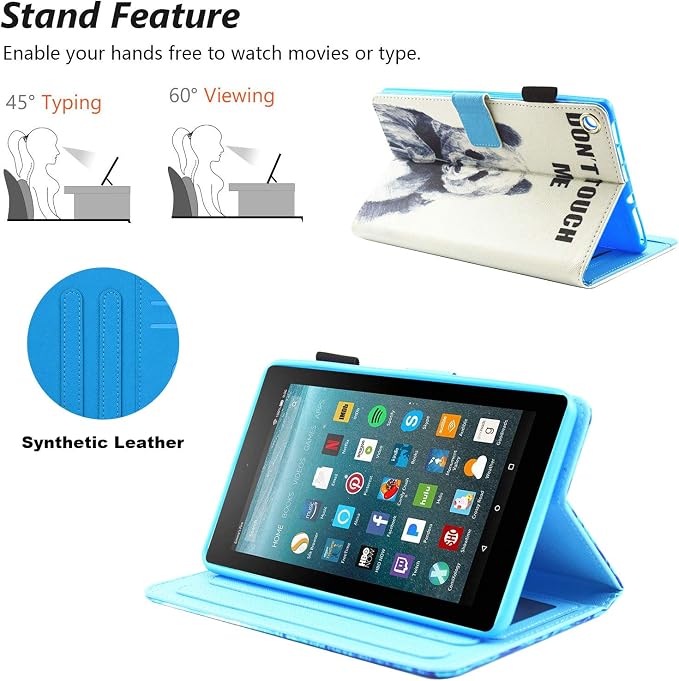 Case for Kindle Fire 7 TabletDteck Full Protective Flip Adjustable Stand Auto Wake/Sleep Smart Cover with Pencil Holder for Kindle Fire 7 Tablet 9th/7th/5th Generation 2019/2017/2015 ReleaseKing Dog