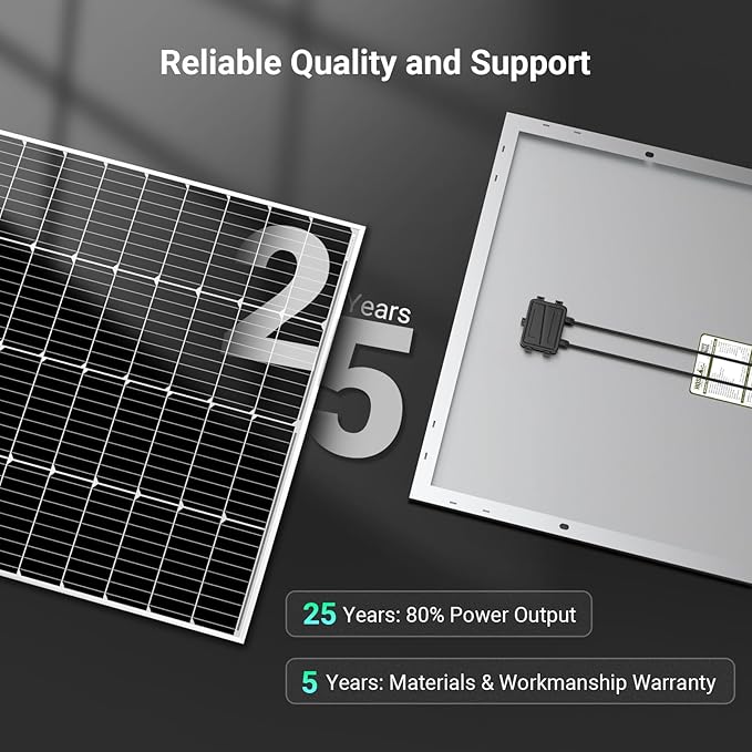 HQST 200W Solar Panel, 9BB Monocrystalline Solar Panels with 25% Efficiency, Grade A+ Cells, IP65 Rating for RV, Camper Van, Trailer, Marine, Home Rooftop, Off Grid