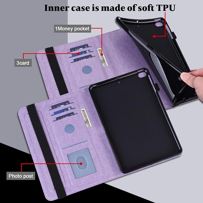 Fire HD 8 Case Slim Folding Stand Auto Wake/Sleep Wallet Case with Cards/Cash Holder for Amazon Fire HD 8(8th/7th/6th Gen 2018/2017/2016 Release)-Black