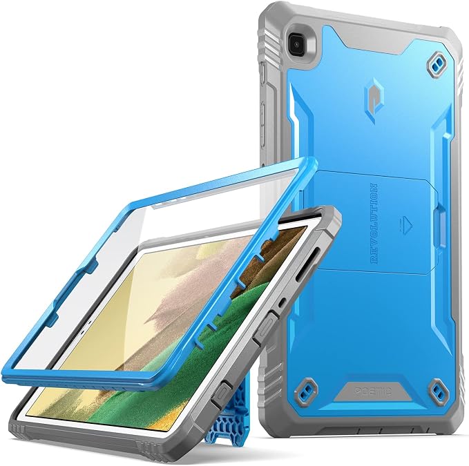 Poetic Revolution Case Designed for Galaxy Tab A7 Lite 8.7 with Screen Protector &amp Kickstand Full Body Heavy Duty Rugged Shockproof Drop Protection Protective Case Cover Blue/Gray
