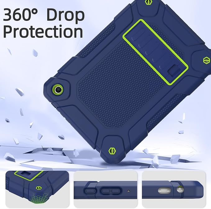 MENZO All-New Case for 8 Tablet Slim Shockproof Rugged High Impact Protective Case with Kickstand Black