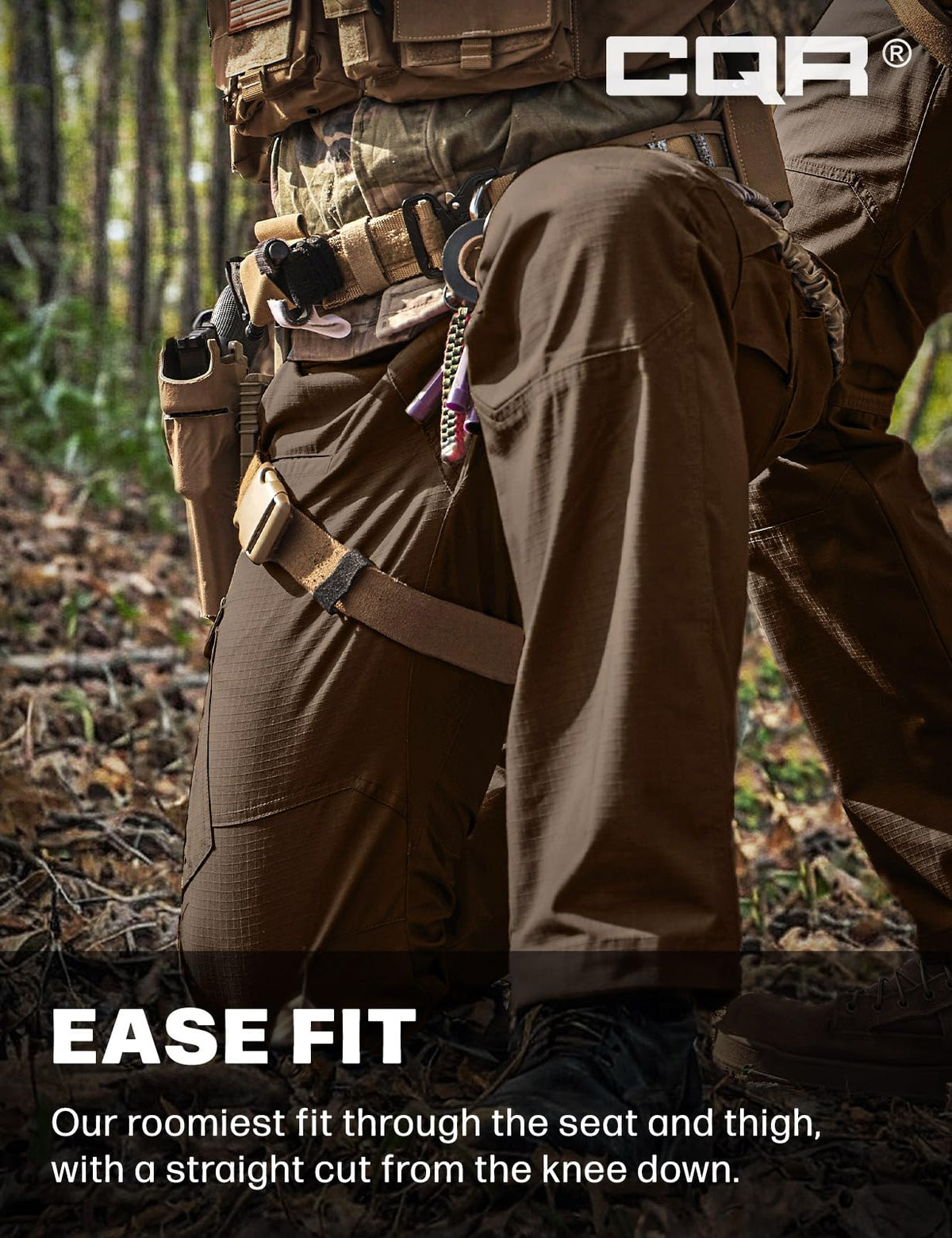 CQR Men's Tactical Pants, Water Resistant Ripstop Cargo Pants, Lightweight EDC Work Hiking Pants, Outdoor Apparel, Raider Tundra, 34W x 32L