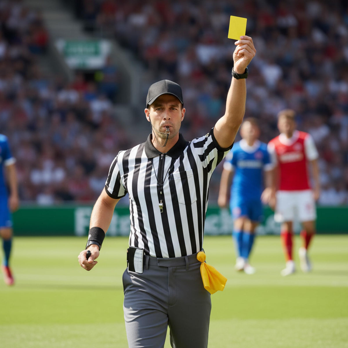 Tinyones Referee Shirt, Men's Black and White Striped Collar, Referee Card, Referee Hat, Free Throw Flag, Whistle (Large)