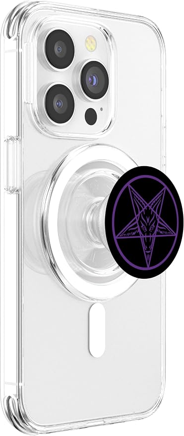 Purple Satanic Pentagram Star Baphomet Devil Hail Satan 666 PopSockets Adhesive PopGrip