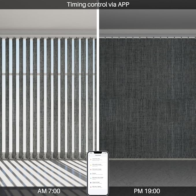 Blindify Motorized Vertical Blinds Compatible with Alexa Google Home, Blackout Sliding Door Shades Smart Vertical Blinds Remote Control Customize, Dark Grey